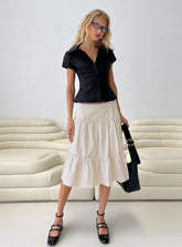 Cascades Low Rise Midi Skirt Beige / White Stripe