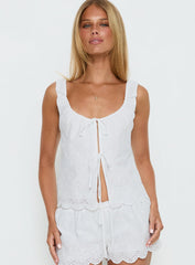 Love of Mine Scoop Anglaise Sleep Cami Top White