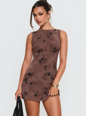 Edwyna Mini Dress Brown Floral