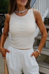 Sleeveless Ribbed Top-Cream