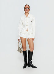 Posse Distressed Micro Denim Shorts White