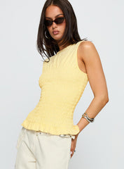 Maybe Tomorrow Ruched Sleeveless Top Lemon