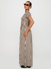 Collyns Maxi Dress Beige Pinstripe