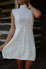 Rori Cable Knit Mini Dress-Ivory