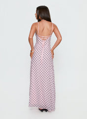 South of France Maxi Dress Pink Polka Dot