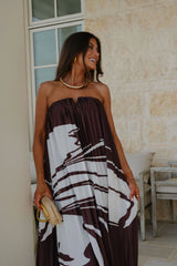 Emy Maxi Dress-Brown/White