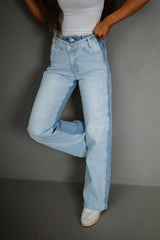 High Rise Wide Flare Jeans-Medium/Light