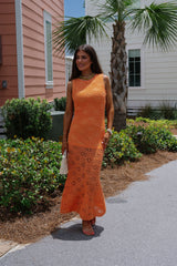 Sophia Crochet Maxi Dress-Orange