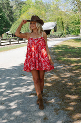 Darcy Swing Mini Dress-Red Multi