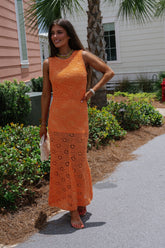Sophia Crochet Maxi Dress-Orange