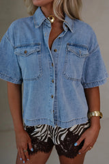 Denim Button Up Shirt- Light Wash