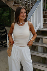 Sleeveless Ribbed Top-Cream