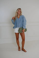 Melody Denim Balloon Sleeve Top