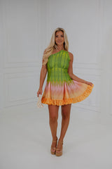 Sunset Glow Dress-Lime Multi