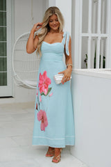 Frankie Floral Maxi Dress- Mint Blue