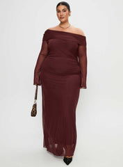 Consideration Long Sleeve Maxi Dress Chocolate Curve