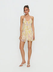 Hey Blondie Ruffle Halter Mini Dress Multi Floral