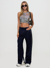 Travalta Satin Track Pant Navy