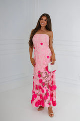 Lady Embroidered Maxi Dress-Pink