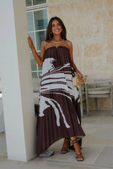 Emy Maxi Dress-Brown/White