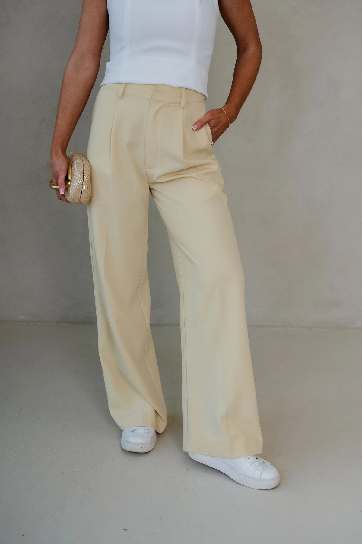 Shayla Wide Leg Trousers-Yellow