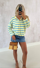 Cabana Striped Cardigan-Yellow