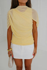 Abigail Ruched Top-Pastel Yellow