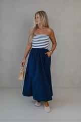 Pennie Flowy Midi Dress-Navy