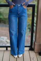 Kate Wide Leg Jeans- Medium Stone