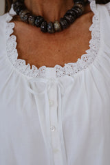 Daisy Scalloped Lace Mini Dress-Off White