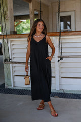 Effortless Knot-Strap Dress-Black