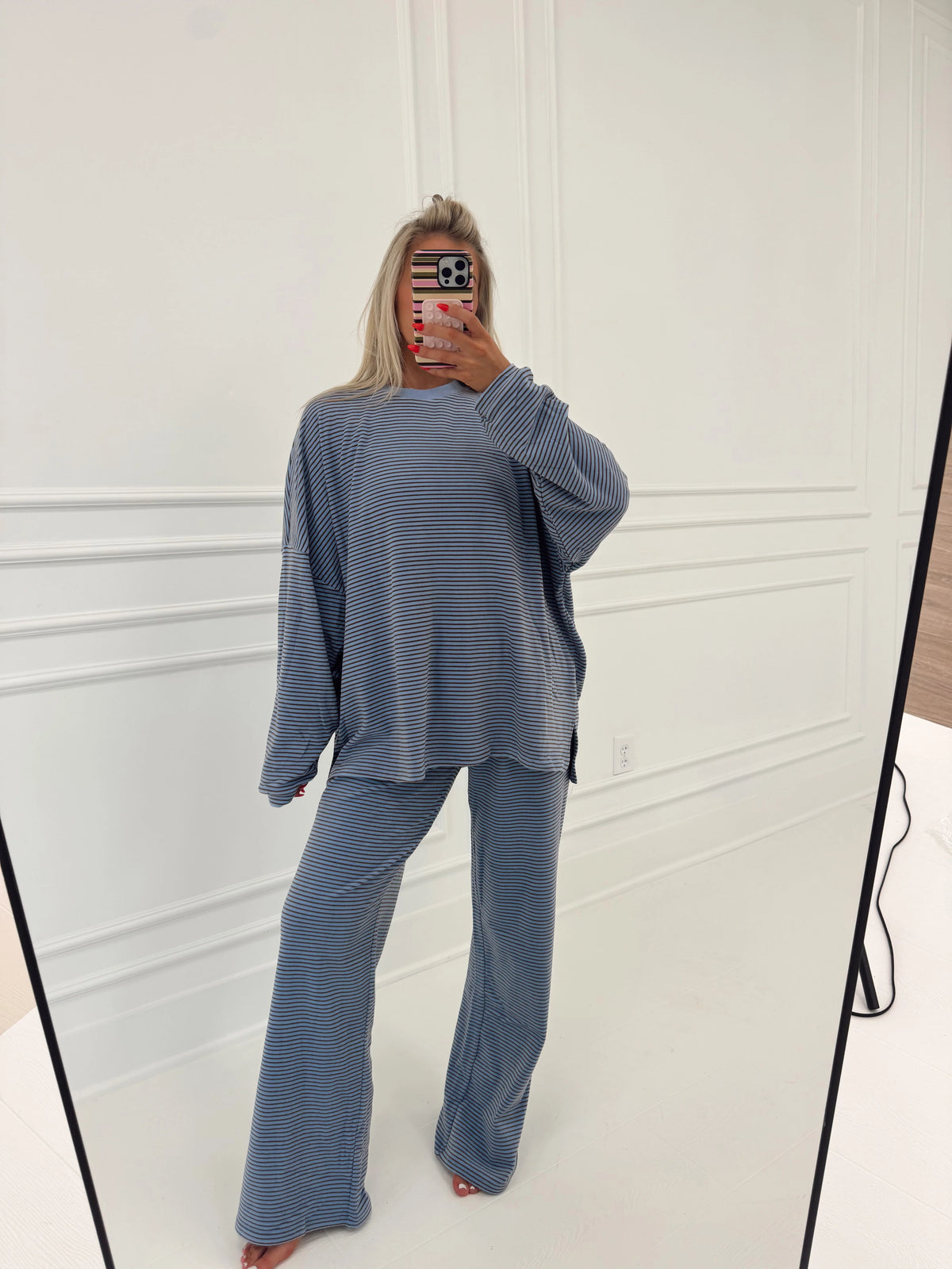Nelly Striped Pants-Blue