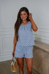 Landon Polka Dot Shorts-Light Blue